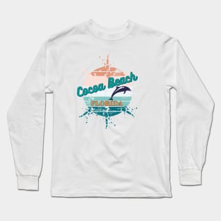 Cocoa  Beach Florida Exploding Retro Sunset Long Sleeve T-Shirt